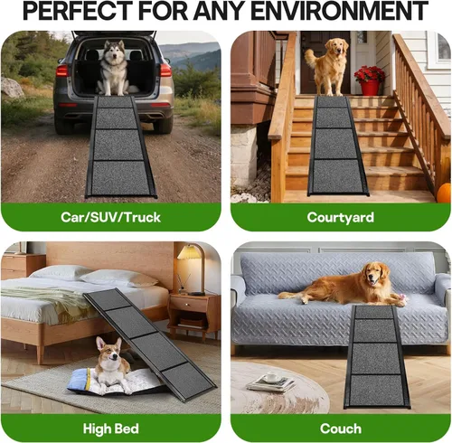 Miniatura 4 de Rampa para perros para automóvil, rampas para perros grandes, rampas plegables para perros al aire libre para escaleras, hasta 300 libras