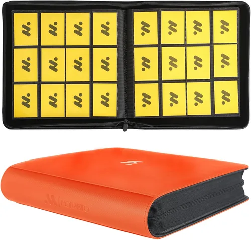 Miniatura 20 de Carpeta de tarjetas con 12 bolsillos, carpeta de tarjetas intercambiables con capacidad para hasta 1200 tarjetas con 50 fundas, álbum con cremallera
