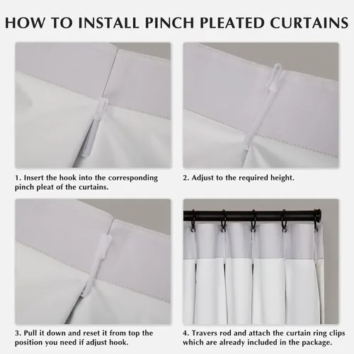 Miniatura 7 de HOMERILLA Cortinas Plisadas de 96 Pulgadas de Largo, Cortinas Opacas de Lino con Forro Opaco, Panel de Cortina para Sala de Estar, Cortinas Plisadas
