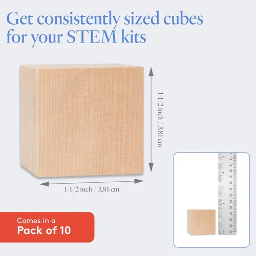 Miniatura 4 de Cubos de madera DIY de 1-1/2 pulgadas, paquete de 10 pequeños bloques de madera para bebé para fiesta de bienvenida al bebé, bloques de madera