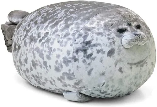 ETAOLINE - Almohada acolchada y rellena de algodón con bonita forma de foca gordita de peluche (tamaño M)