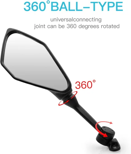 Miniatura 4 de MZS Espejos de motocicleta de carreras, espejo retrovisor lateral negro compatible con EX 500 2024-2025 / ZX6R 2013-2023 / EX300 ABS 2013-2018 / EX