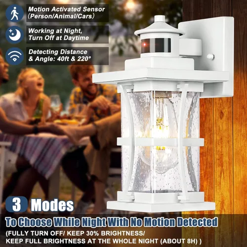 Miniatura 4 de 2 Paquetes de Luces Blancas con Sensor de Movimiento para Exteriores - Iluminación Avanzada del Atardecer al Amanecer para Exteriores, Luminaria