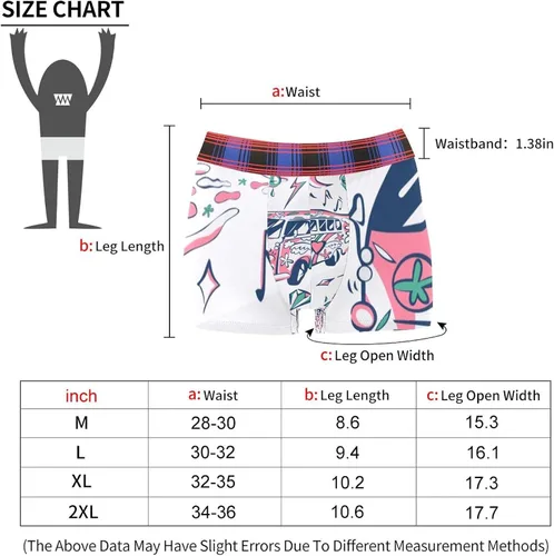 Miniatura 3 de Lorvies Boxer Briefs Retro Hippie Car Love Bus Mini Van Sun Yin Yang Alien Men Underwear Short Leg Polyester Spandex