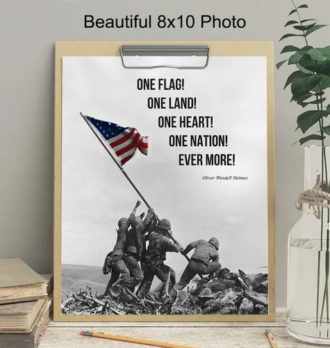 Miniatura 3 de Arte de pared con la bandera estadounidense, bandera marina, decoración de pared de Iwo Jima, foto del cuerpo de marina, regalos para hombres