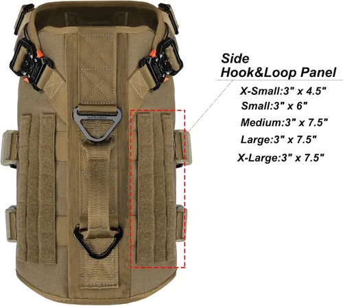 Miniatura 4 de ICEFANG - Arnés táctico para perro con 6 hebillas, chaleco con sistema molle con asa para perro, 3/4 del cuerpo, panel con velcro para parche