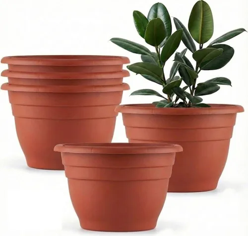 Miniatura 19 de RooTrimmer Juego de 10 macetas de 8 pulgadas con agujeros de drenaje y platillos, macetas para plantas de interior y exterior, macetas de orquídeas