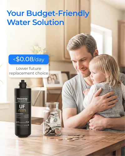 Miniatura 6 de Waterdrop RF10-UF - Cartucho de filtro de repuesto de 0.01 micrones para filtro de agua debajo del fregadero, 11 K galones de alta capacidad Negro-2