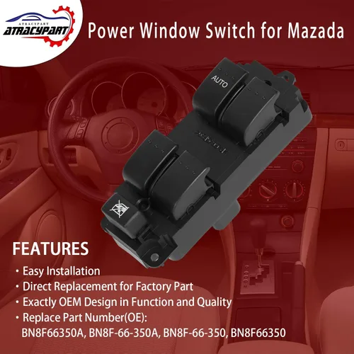 Miniatura 2 de Interruptor principal de elevalunas eléctrico delantero izquierdo lado del conductor para Mazda 3 2004 2005 2006 2007 2008 2009 Mazda 3, 2009