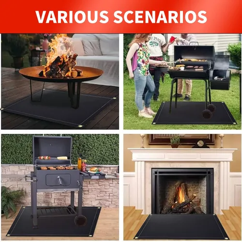 Miniatura 4 de Tapete para parrilla de 48 x 42 pulgadas, tapetes de barbacoa para interiores, a prueba de aceite, fácil de limpiar, reutilizable al aire libre