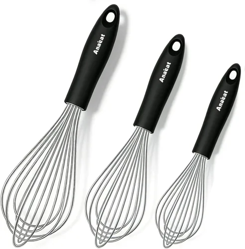 Miniatura 19 de Anaeat Mini batidores de alambre, juego de 2 batidores portátiles de acero inoxidable para cocina y batidor de huevos con alambre grueso, globo 2