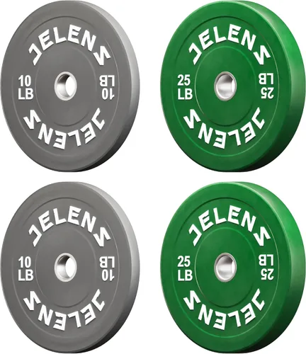 Miniatura 22 de Juego de Placas de Peso para Barra Olímpica JELENS, Juego de Pesos de Goma de 2 Pulgadas Negro/Colorido para Entrenamiento de Fuerza y Levantamiento