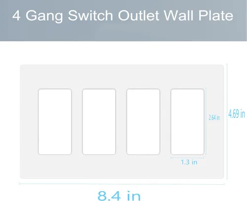Miniatura 2 de Placa de pared Decora sin tornillos de 4 segmentos, placa frontal eléctrica para interruptor de luz, interruptor inteligente, receptáculo