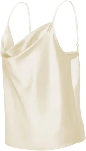 Miniatura 3 de TOUTOUAI - Blusas de tirantes de satén con cuello holgado para mujer