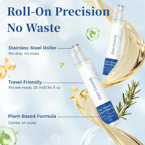 Miniatura 7 de Suero para el crecimiento del cabello roll-on con romero, ayuda a apoyar la apariencia del cabello más grueso y lleno, limpio y no graso