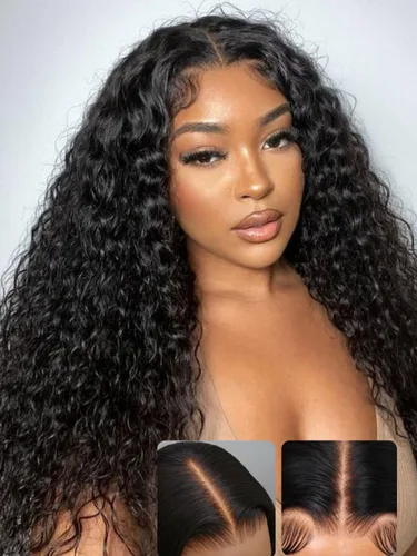 Miniatura 2 de Nadula Bye Bye Knots Peluca con Cordón Sin Pegamento de Ondas de Agua, Pelucas Frontales de Encaje Precortado 7x5 Húmedas y Onduladas de Cabello