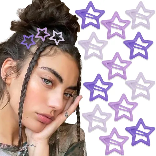 Miniatura 15 de NAISKA Pinzas para el cabello con diseño de estrella negra, antideslizantes, accesorios para niñas y mujeres (12 unidades)