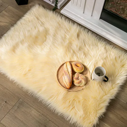 Miniatura 78 de Ashler Home Deco - Tapete de pelo sintético de oveja, mullido, suave, de 2 x 3 pies, lavable a máquina, dormitorio, habitación de los niños, sala