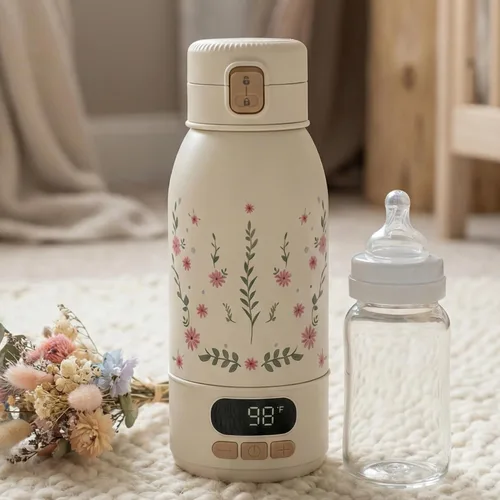 Miniatura 7 de Calentador de biberones portátil para viajes, calentamiento preciso para leche materna y fórmula, calentamiento rápido de 3 minutos, recargable por