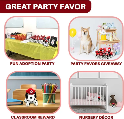 Miniatura 6 de 4E's Novelty Paquete de 12 animales de peluche de Dálmatas, peluche suave para perro, peluche de cachorro pequeño de 6 pulgadas con sombrero