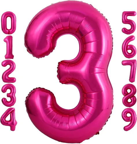 Miniatura 8 de Globo rosa intenso de 40 pulgadas con el número 6, de gran tamaño, de papel de aluminio de Mylar de gran tamaño, globos de helio rosa brillante