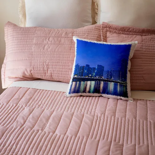Miniatura 5 de 3dRose USA, Florida, Miami, City Skyline de Brickell Key, Dawn.-Funda de almohada, 16 por 16" (pc_205552_1)