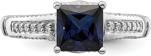 Miniatura 5 de ICE CARATS Anillo de plata de ley 925 creado en laboratorio con circonita cúbica de zafiro azul, piedra natal de septiembre, joyería fina