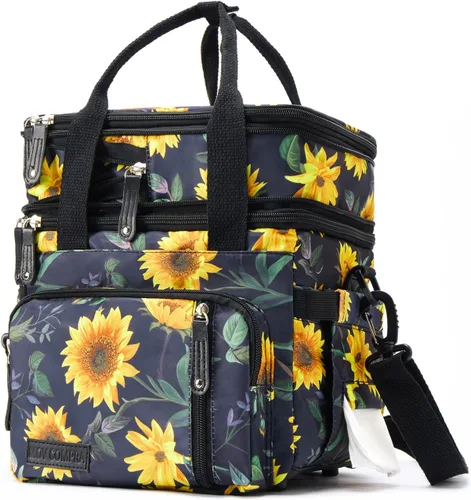 Miniatura 11 de MOV COMPRA Bolsas de almuerzo para hombres y mujeres, lonchera negra para adultos, para el trabajo, ampliable, a prueba de fugas, doble cubierta