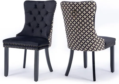 Miniatura 145 de Juego de 2 sillas de comedor tapizadas de terciopelo, sillas laterales de cocina de estilo moderno con ribete de cabeza de clavo y patas de madera