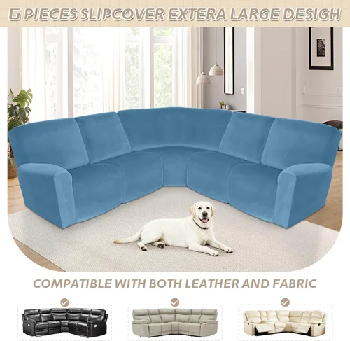 Miniatura 630 de Arfntevss Fundas de sofá seccional reclinable de terciopelo, Funda de sofá seccional de esquina para sofá reclinable, Funda elástica suave