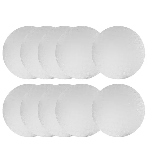 O'CREME Blanco Wraparound - Tabla redonda de tambor para pasteles de 1/4 pulgada de grosor, 14 pulgadas de diámetro - Paquete de 10
