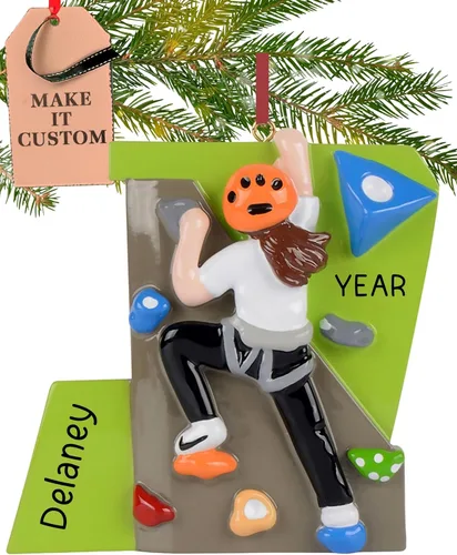 Miniatura 10 de Adorno personalizado de escalada en roca 2026 Adornos de Navidad deportivos grabados con láser para árbol Regalo de recuerdo personalizado