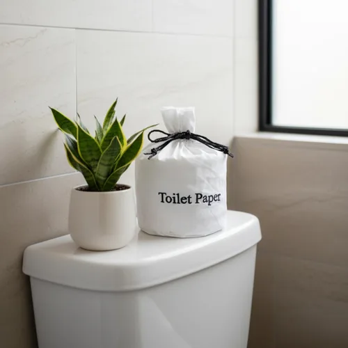 Miniatura 5 de Funda para rollo de papel higiénico – 9 x 5.5 pulgadas reutilizable de algodón con cierre de cordón, bolsa decorativa de papel higiénico de baño