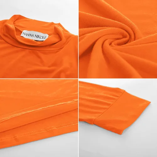 Miniatura 6 de Camiseta delgada y ligera de manga larga con cuello alto falso para mujer