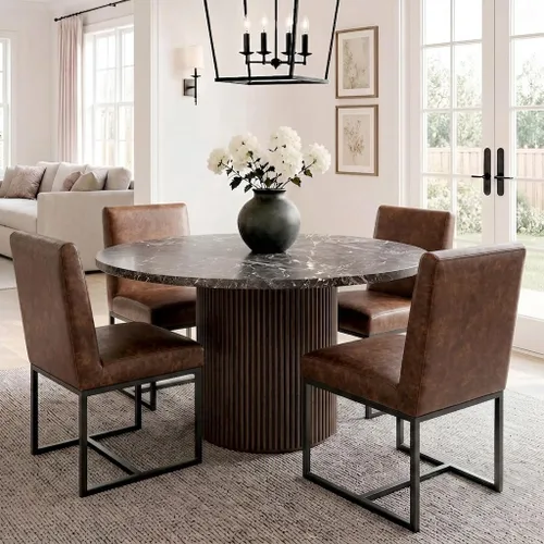 Miniatura 28 de HNY Juego de 2 sillas de cocina modernas, silla de cocina y comedor de cuero PU, silla de comedor tapizada silla auxiliar con marco de metal