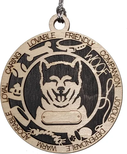 Miniatura 72 de Adorno de Navidad personalizado de madera para perro de 3 pulgadas, nombre y texto personalizables, hecho a mano en Estados Unidos, diseño de corte
