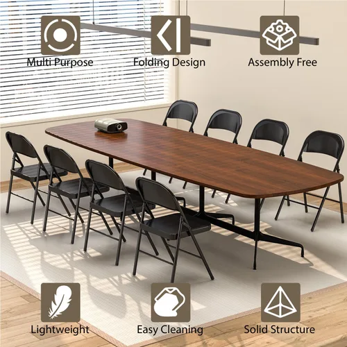 Miniatura 6 de Sillas plegables de metal con marco de acero con doble bisagra para oficina, cocina, comedor, boda, patio y jardín, sin montaje, juego de 4