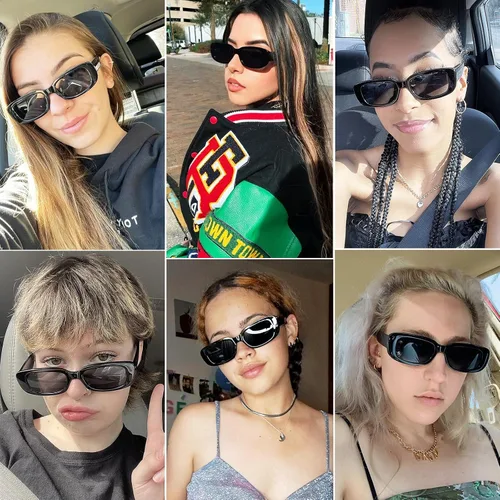 Miniatura 13 de Gafas de sol para fiesta, a granel, retro, pequeñas, rectangulares, para mujer, vintage, cuadradas, paquete de 12