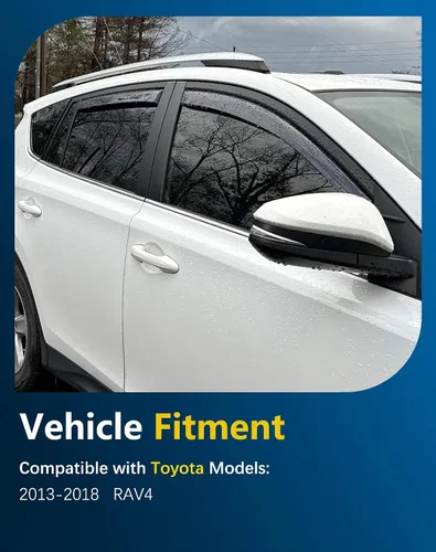 Miniatura 2 de Deflectores de lluvia inastillables en canal para Toyota RAV4 2013-2018, deflectores de ventana con clip, viseras de ventilación, protectores