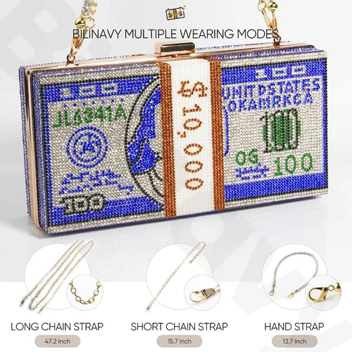 Miniatura 3 de Monederos de mano para mujer, monederos de mano de cristal con dinero en efectivo