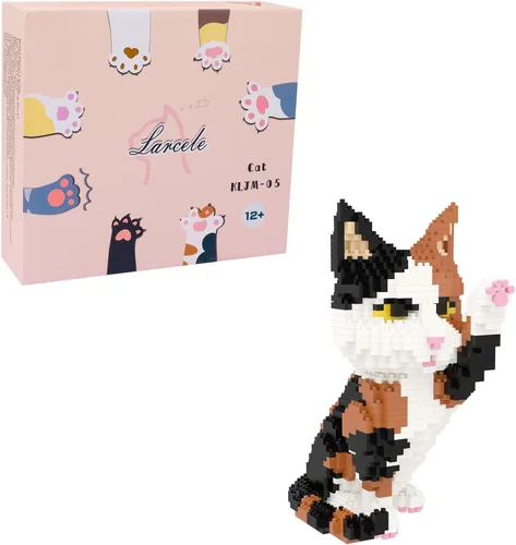 Miniatura 17 de Larcele Conjunto de animales de bloques de construcción micro para gatos, mini ladrillos de juguete de construcción 3D, 1191 piezas KLJM-05