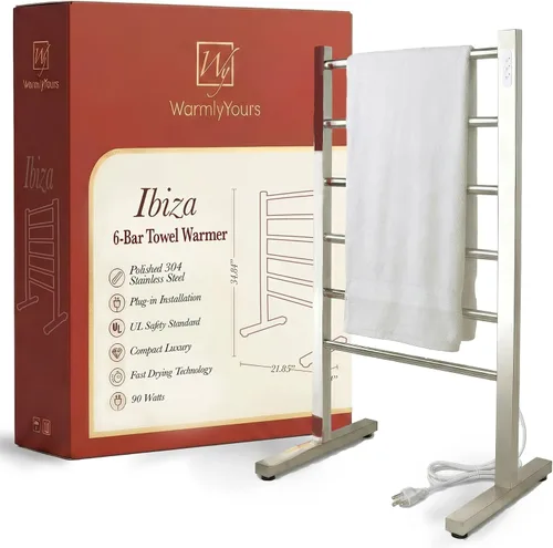 Miniatura 16 de Ibiza Freestanding Towel Warmer, Black, Plug-in, 6 Bars