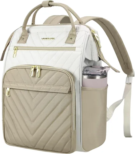 Miniatura 10 de VANKEAN Mochila para laptop de 17 pulgadas para mujeres y hombres, bolsa de trabajo de computadora de moda, gran capacidad, impermeable, con puerto