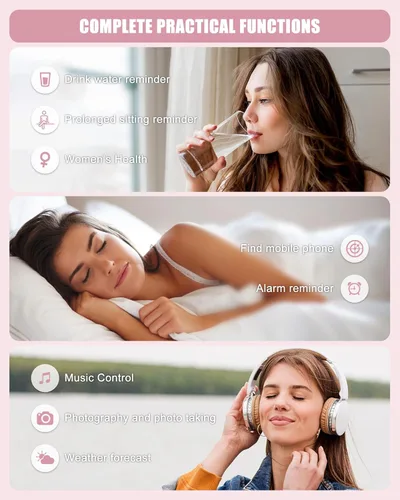 Miniatura 5 de Monitor de actividad física, reloj inteligente para mujeres y hombres con monitor de frecuencia cardíaca, presión arterial, oxígeno en sangre