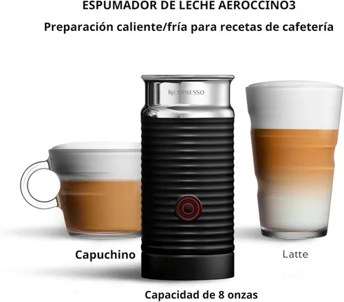Miniatura 6 de Máquina de café y espresso Nespresso Vertuo de De'Longhi, color negro piano con espumador de leche Aeroccino Negro (Piano Black)