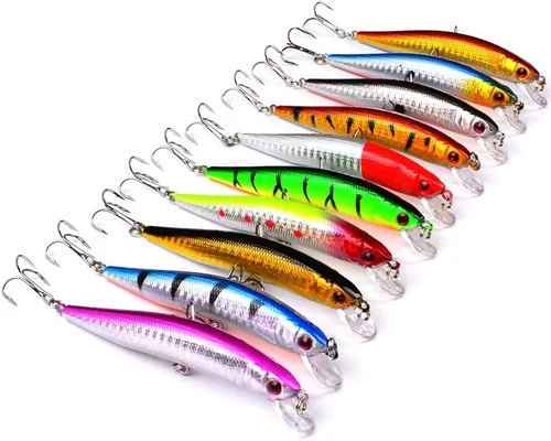 10 señuelos de pesca – Cebo de natación realista, señuelo duro Minnow para trucha, cebos duros para agua salada y agua dulce