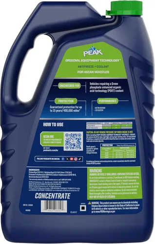 Miniatura 2 de PEAK OET Extended Life - Anticongelante/refrigerante concentrado verde para vehículos asiáticos, 1 galón