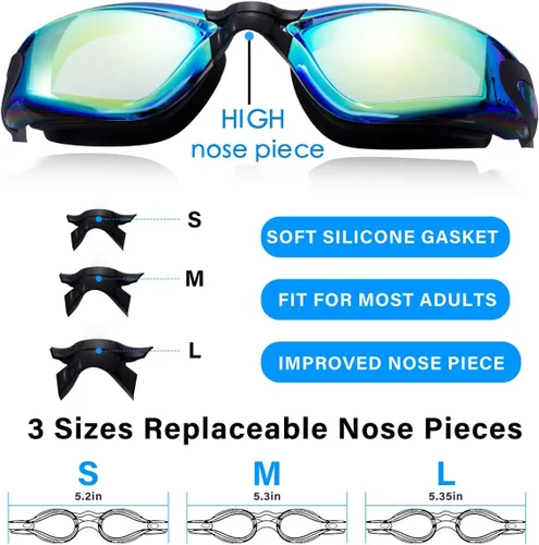 Miniatura 2 de Keary Paquete de 2 gafas de natación antivaho para adultos, jóvenes y niños mayores de 6 años, gafas de triatlón impermeables contra los rayos UV