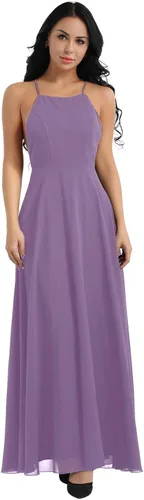 Miniatura 4 de YiZYiF - Vestido de fiesta de gasa para mujer, sin espalda