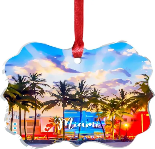 Miniatura 7 de Miami Florida, Estados Unidos, decoración de árbol de Navidad, recuerdos de ciudad de campo, recuerdos personalizados de Navidad 2023, decoración